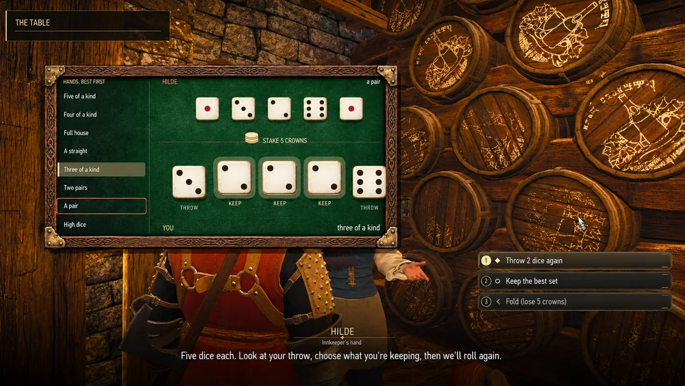 A dice game with Hilde in a warmly lit tavern